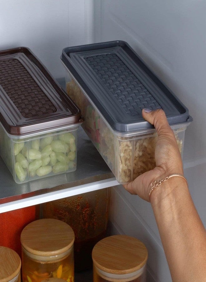 KBS Fridge Storage Container Boxes Organizer with Lid, Air Tight 3 Partition Plastic Storage Box For Vegetable, Grocery, Dry Fruits, Microwave Safe Container For Kitchen Accessories (Pack of 2) - Image 2